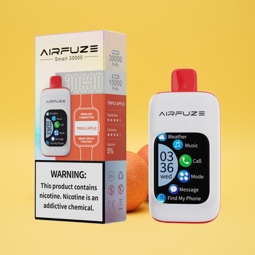 AirFuze Smart 30000 Puff Disposable Pod TFT Touch Display Tipo-C 900mAh Mela Tripla 5% Nicotina