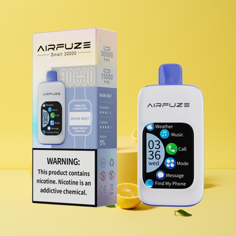 AirFuze Smart 30000 Puff Pod Dispositivo Monouso Miami Menta Display TFT 2.01\" Touch Batteria 900mAh Tipo-C