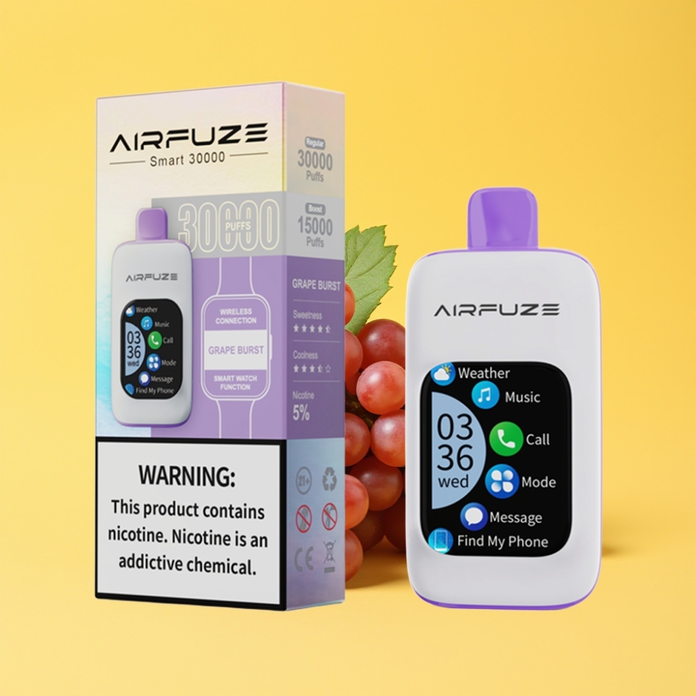 AirFuze Smart 30000 Puff Pod Dispositivo Monouso con Schermo TFT 2.01\" Touch, Tipo-C, 900mAh, Uva Esplosione 5%