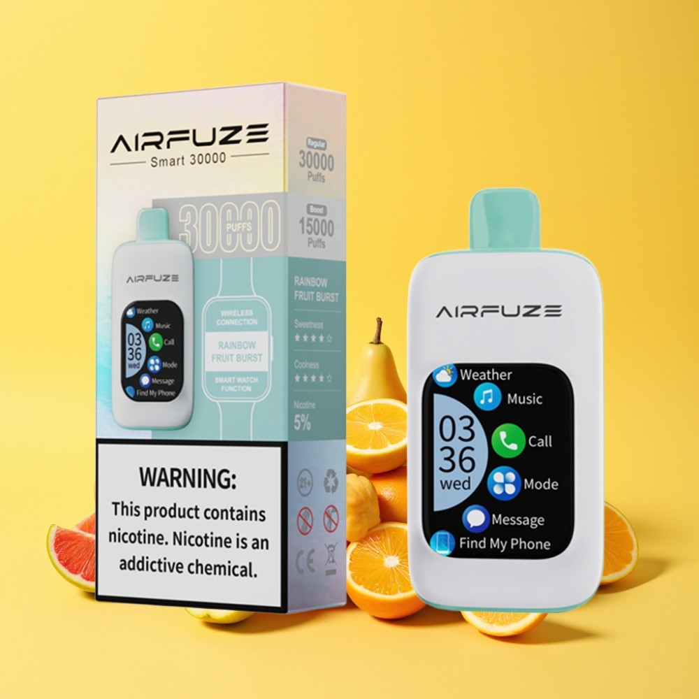 AirFuze Smart 30000 Puff Pod Dispositivo Monouso con Schermo TFT Touch 2.01\", Ricarica Type-C, Gusto Esplosione Fruttata Arcobaleno