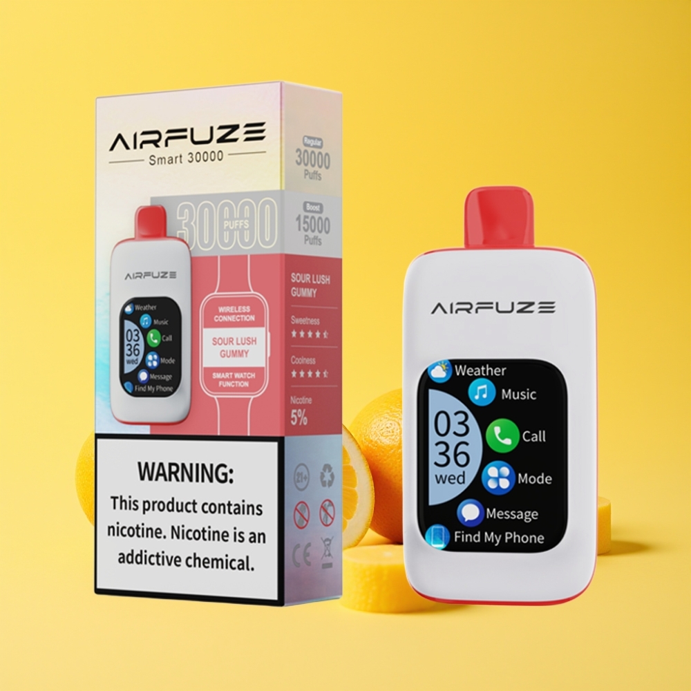 AirFuze Smart 30000 Puff Pod Dispositivo Monouso con Schermo TFT Touch 2.01\", Tipo-C, 5% Nicotina, Gusto Gommosa Acidula
