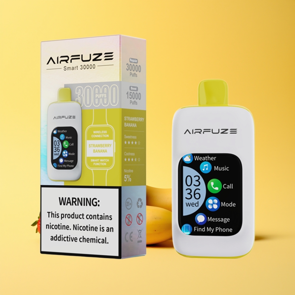 AirFuze Smart 30000 Puff Pod Ricaricabile Tipo-C Display TFT 2.01\" Touch Fragola Banana 5% Nicotina