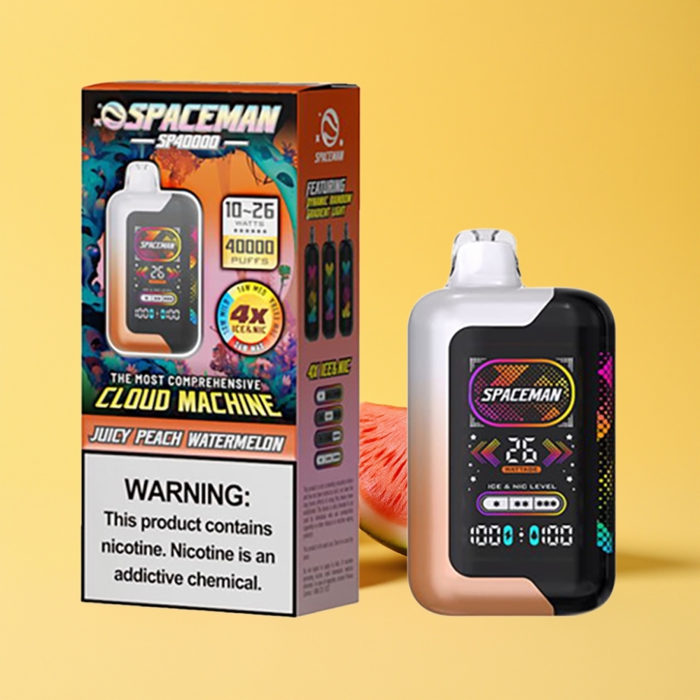 SMOK SPACEMAN SP40000 Zero Nicotine Disposable 40000 Puff 20ml Pesca Succosa Anguria Ricaricabile Schermo 2.28\" 1000mAh